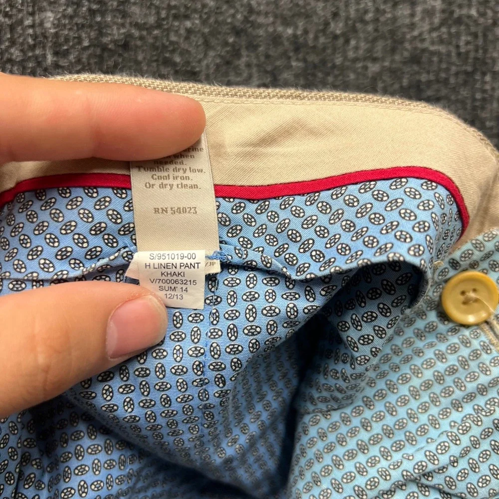 Vintage Banana Republic Heritage Mens 35x32 Khaki Linen Straight Pants 951019-00